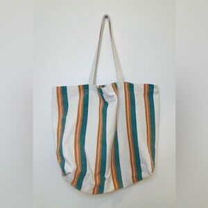 Sezane Large Multicolor Stripes Canvas Totebag